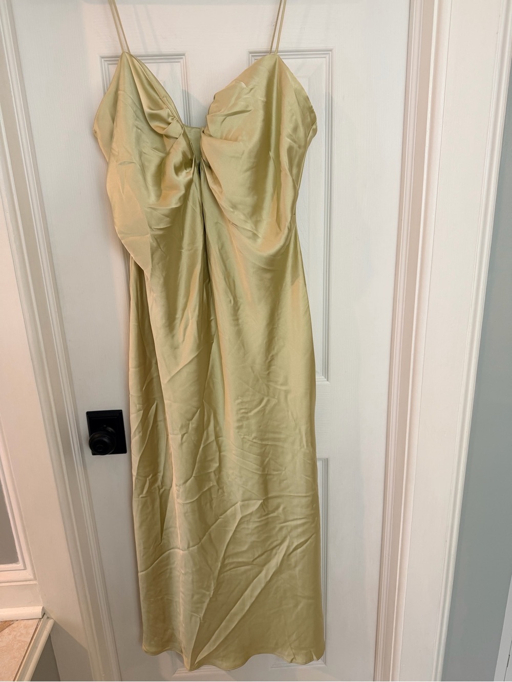 ZARA Champagne Satin Draped Maxi Dress NWT XXL - Picture 2 of 7